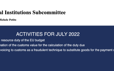 National Institutions Subcommitee: activities for july 2022